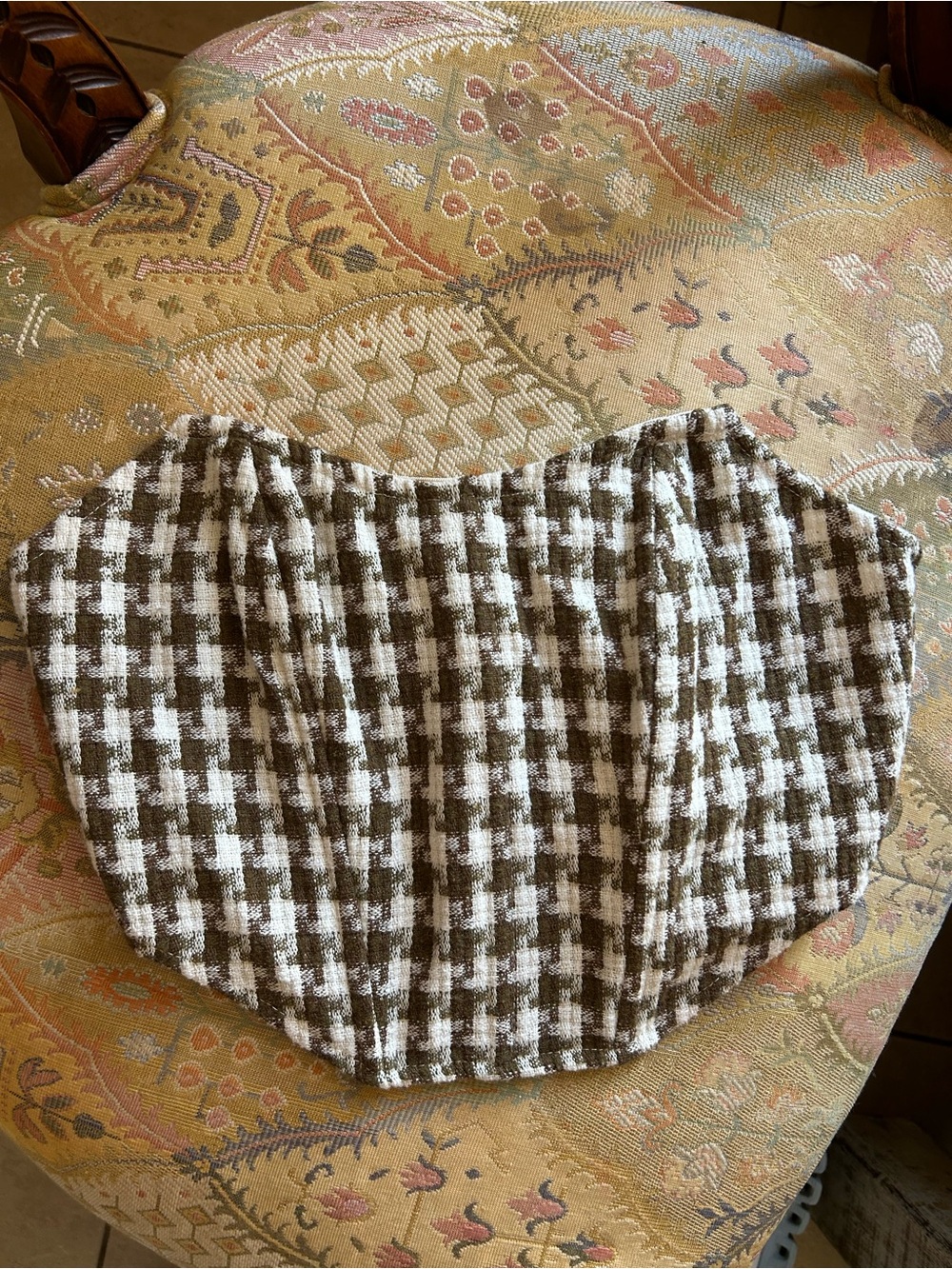 Blue Blush Brown and White Houndstooth corset top